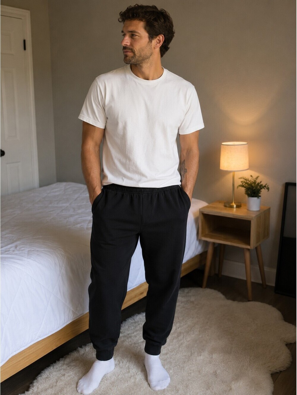 Amazon Essentials Men's Black Fleece Jogger Sweatpants Size Large